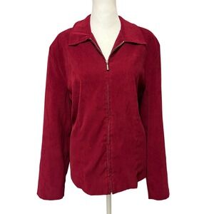 Plus Size Red Faux Suede Jacket 18W Zip Up‎ Minimalist Old Money Quiet Luxury